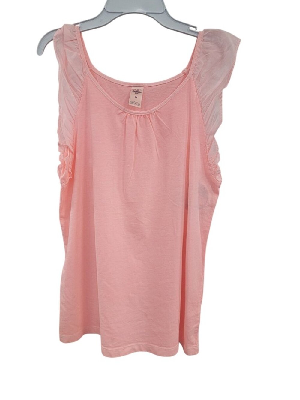 OshKosh Bgosh Girls Peach Ruffle Sleeve Tank Top Size 14